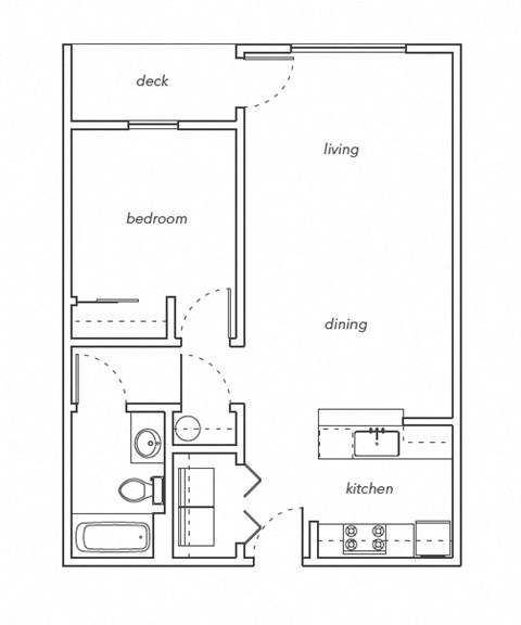 Floor plan for 1 bed, 1 bath, 776 sqft